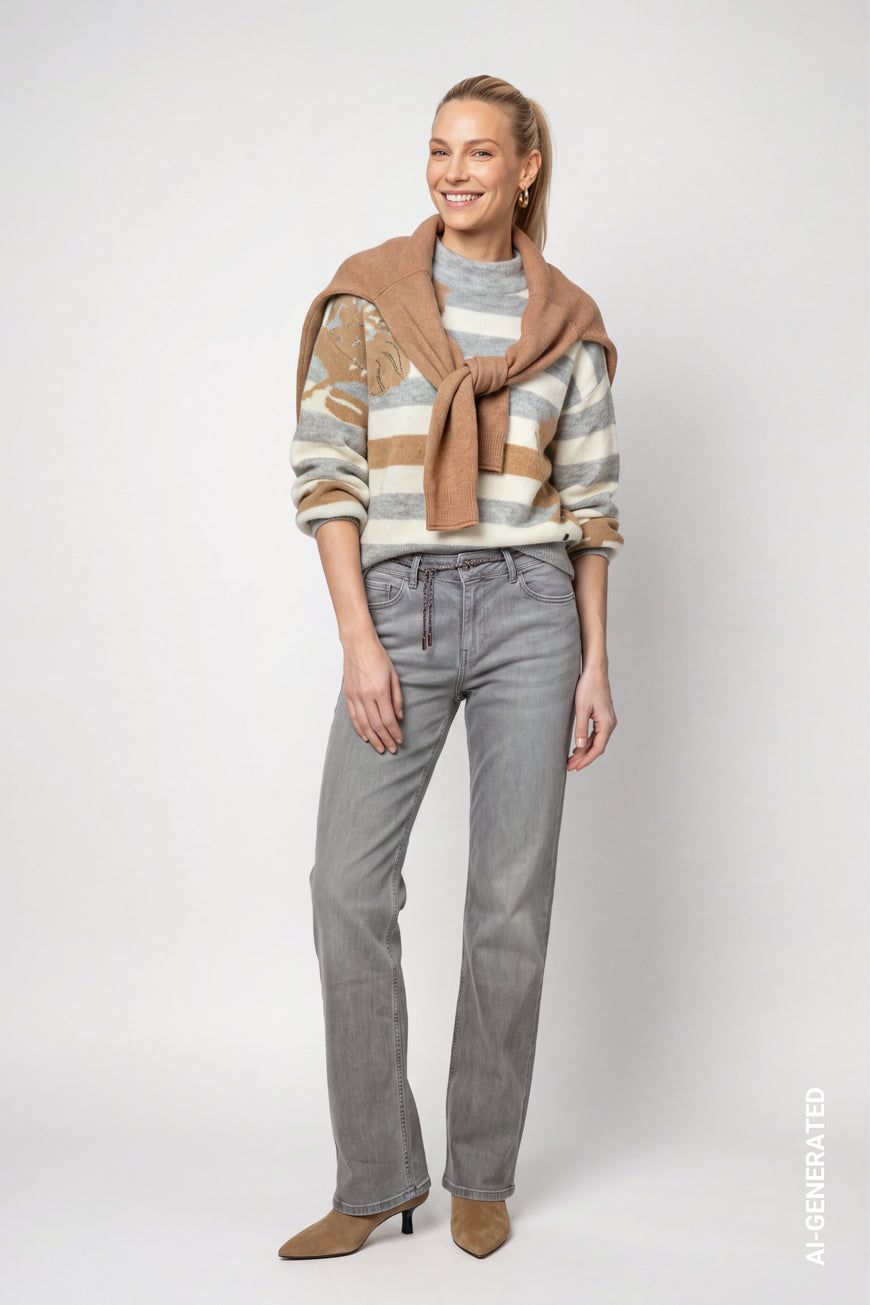 Monari Soft Texture Knitted Jumper | Light Grey Melange