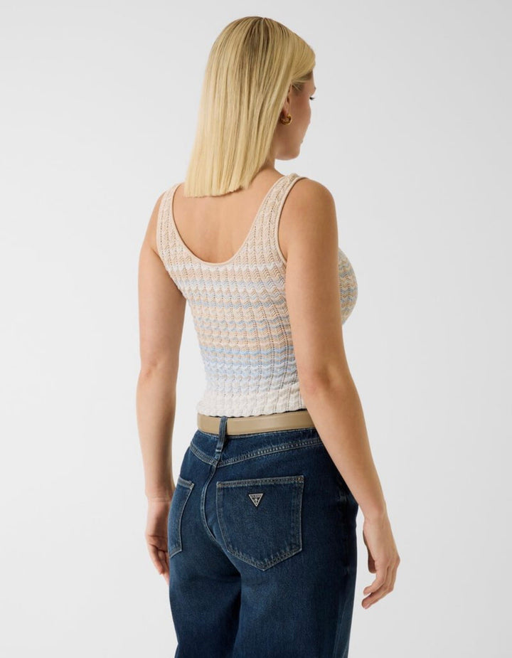 Guess Rosalyn Blue/Beige Crotchet Tank Top