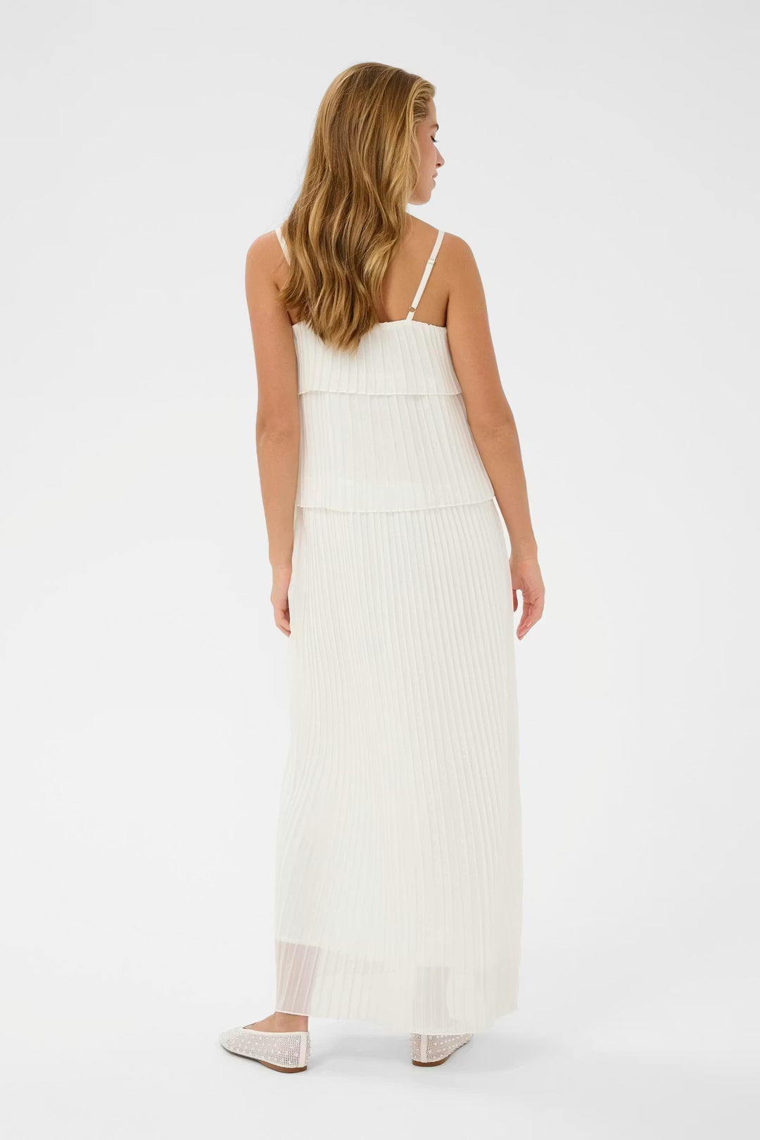 Kaffe KAkiera Plissé Dress | Chalk