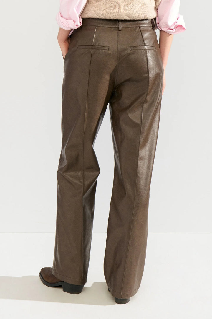 Numph Nudorith Straight PU Pants | Black Coffee