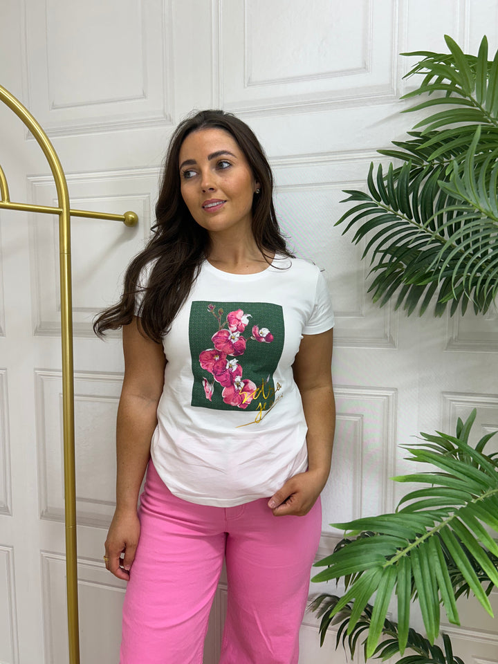 Salsa Pink Orchard T-Shirt White