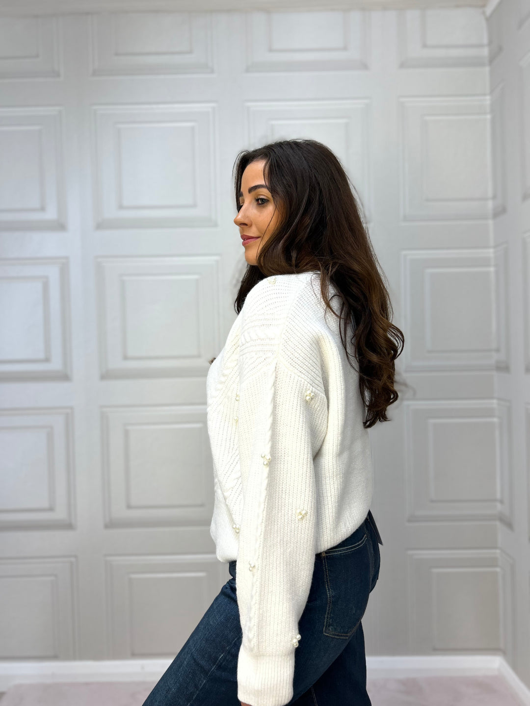 French Connection Mersai Pearl Embellished Knit Jumper
