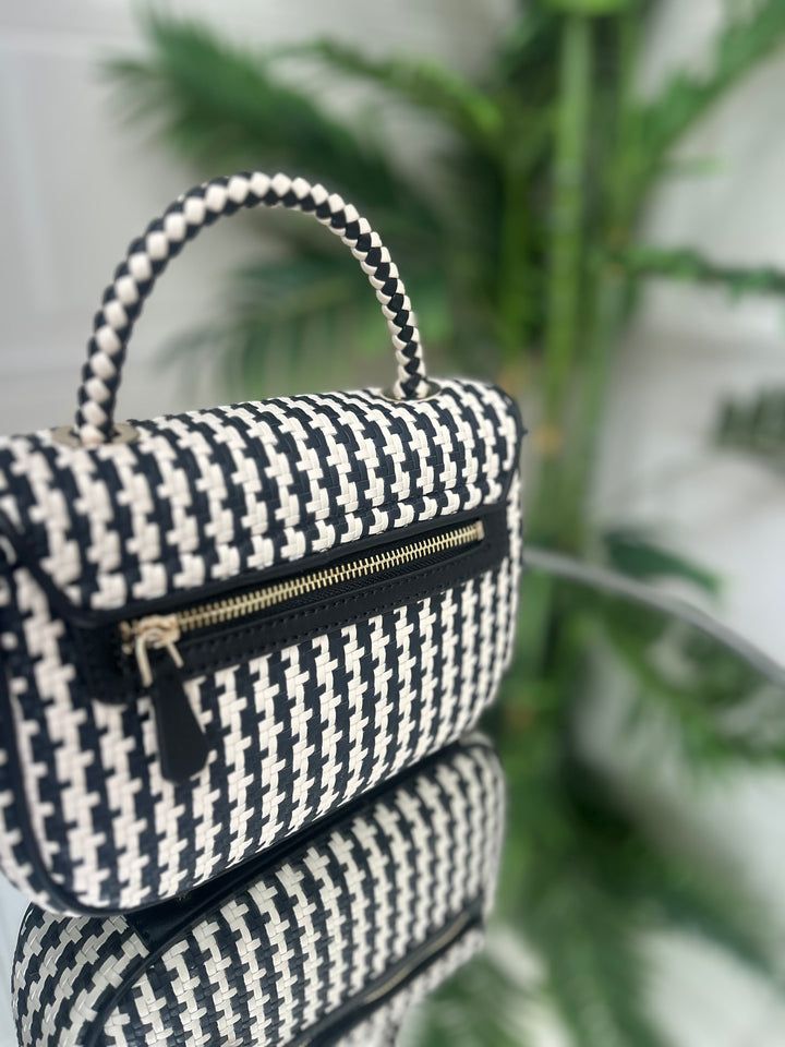 Guess Mirema Black Woven Mini Handbag