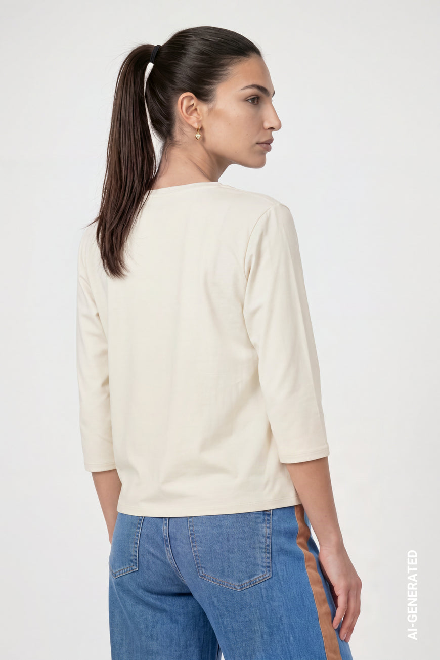 Monari Antique White Print Top