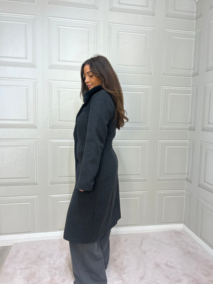 Guess Wool Blend Long Coat Grey free