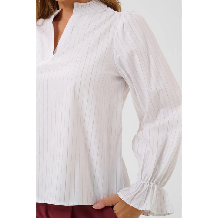 Kaffe Kaellie Blouse | Chalk/Silver Stripe