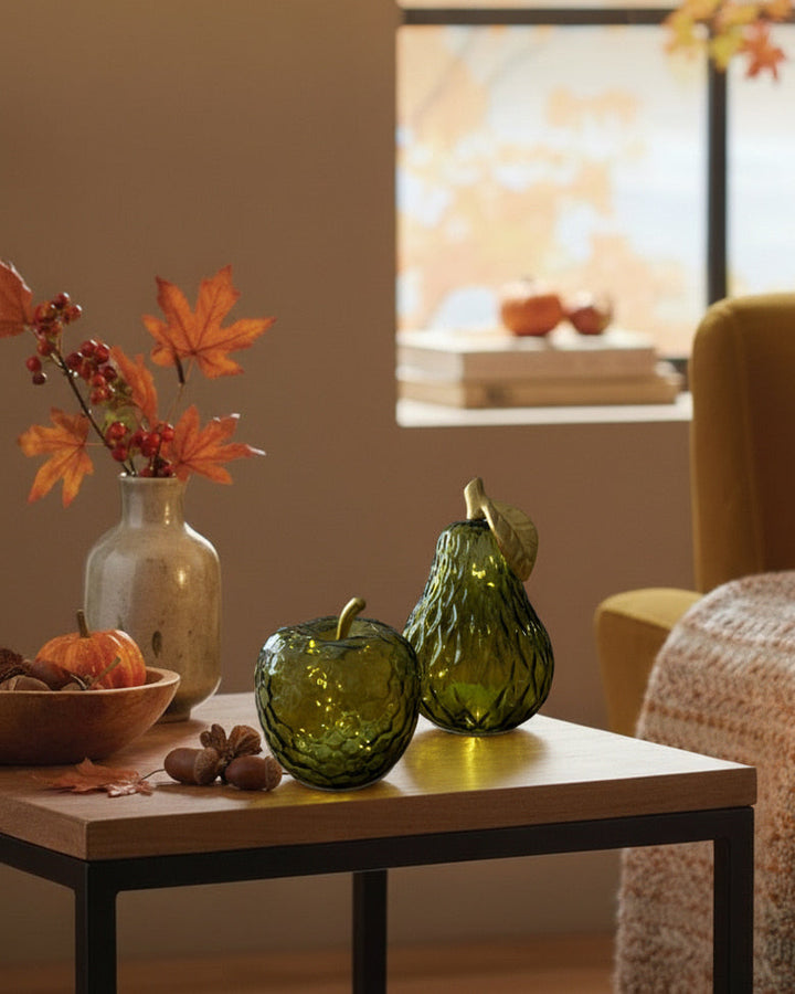 Green Glass Apple LED Lamp