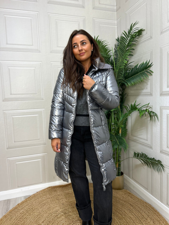 Priya Mid Length Puffer jacket Steel