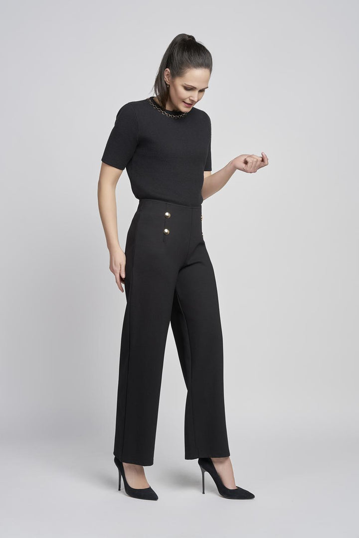 Pinns Black Wide Leg Ponte Trousers | 610T