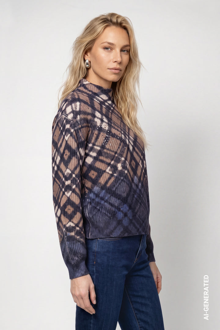 Monari Plaid Pattern And Dip Dye Knitted Jumper