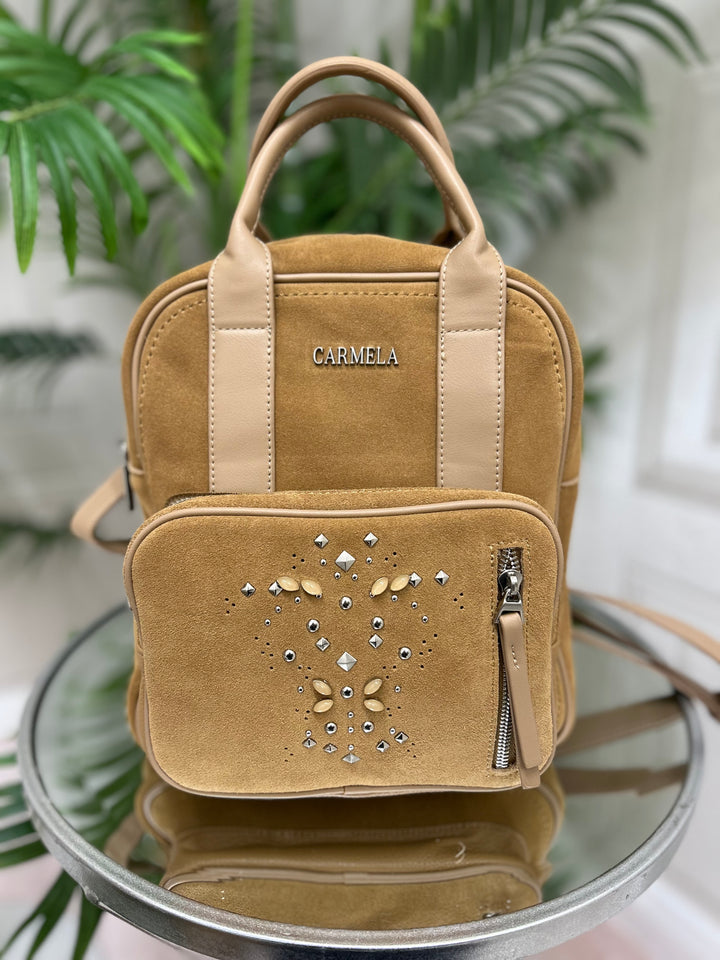 Carmela B. Serr. Camel Suede Backpack | 186206