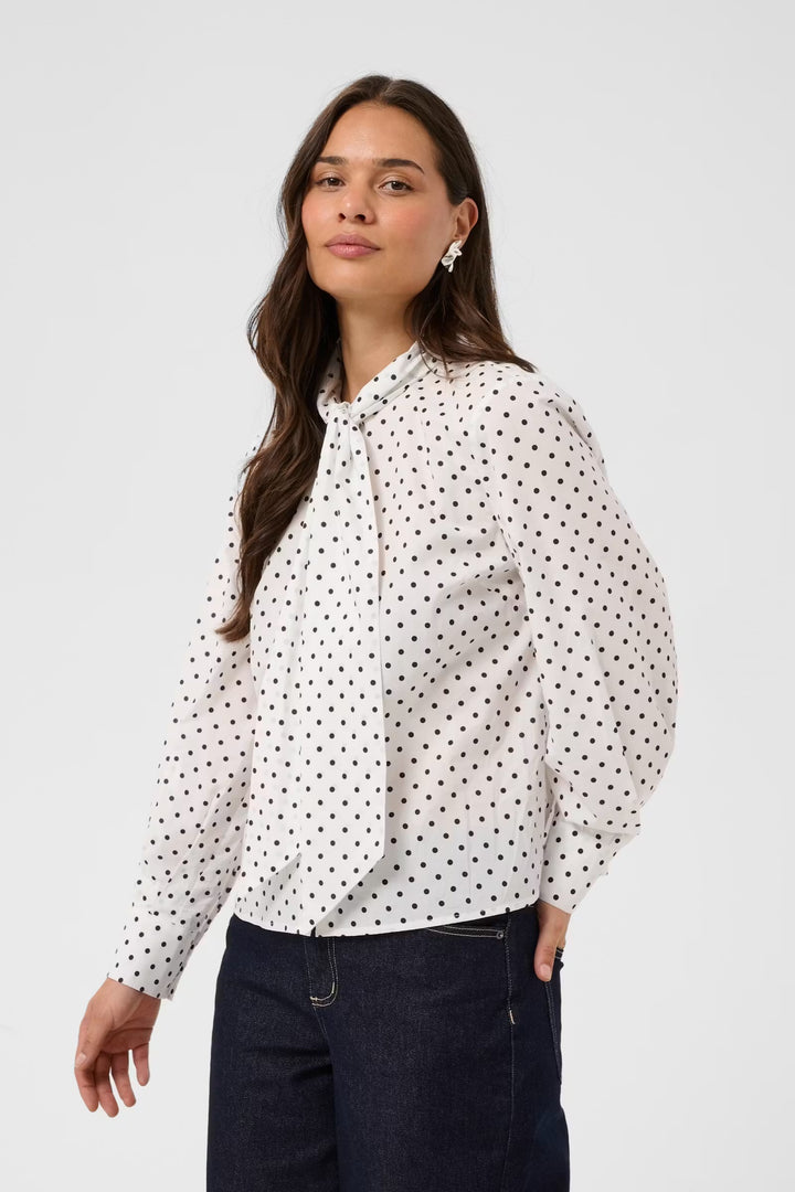Kaffe Kamilly Shirt | White With Black Polka Dot