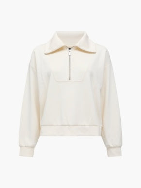 French Connection Wren Half Zip Sweatshirt | Porcelain Cream