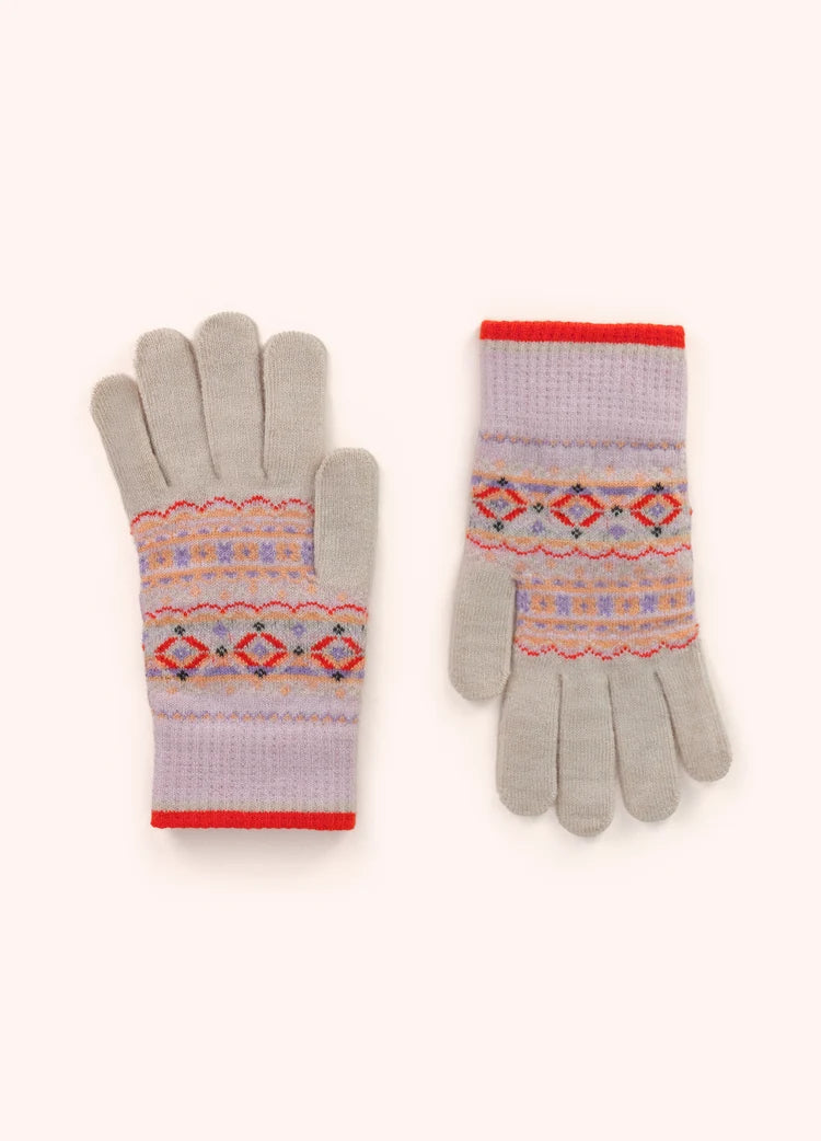 Powder Fair Isle Gloves | Cream Mix