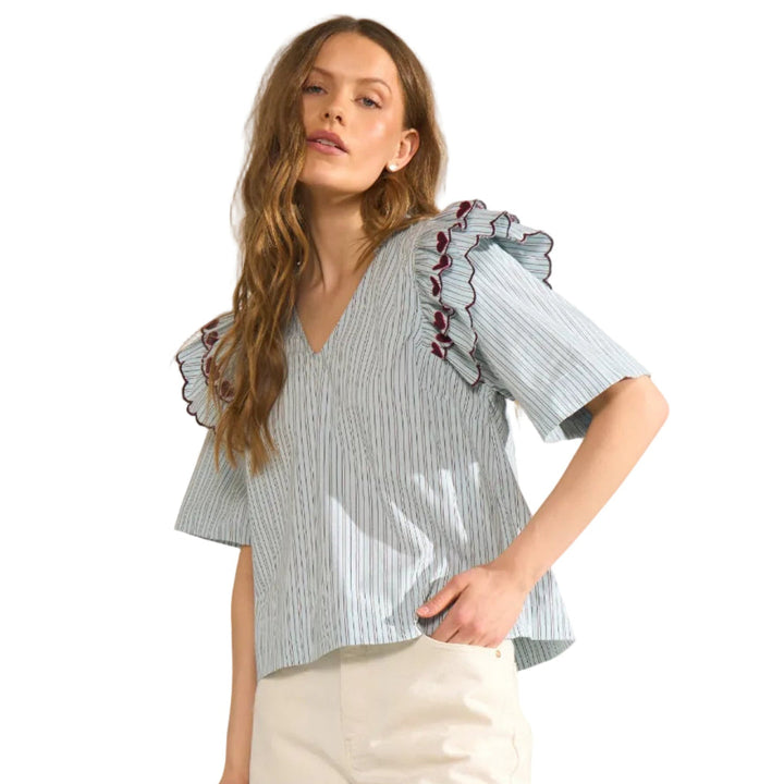 Numph Nuditty Floaty Blue Blouse