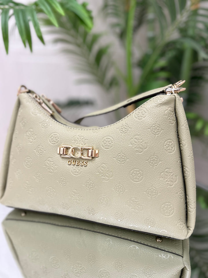 Guess Anise Sage Logo Zip Shoulder Bag