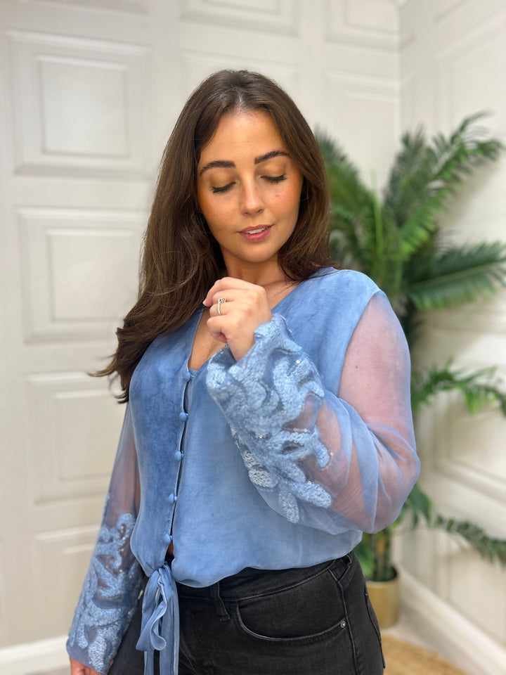 Guess Blue Silk Top