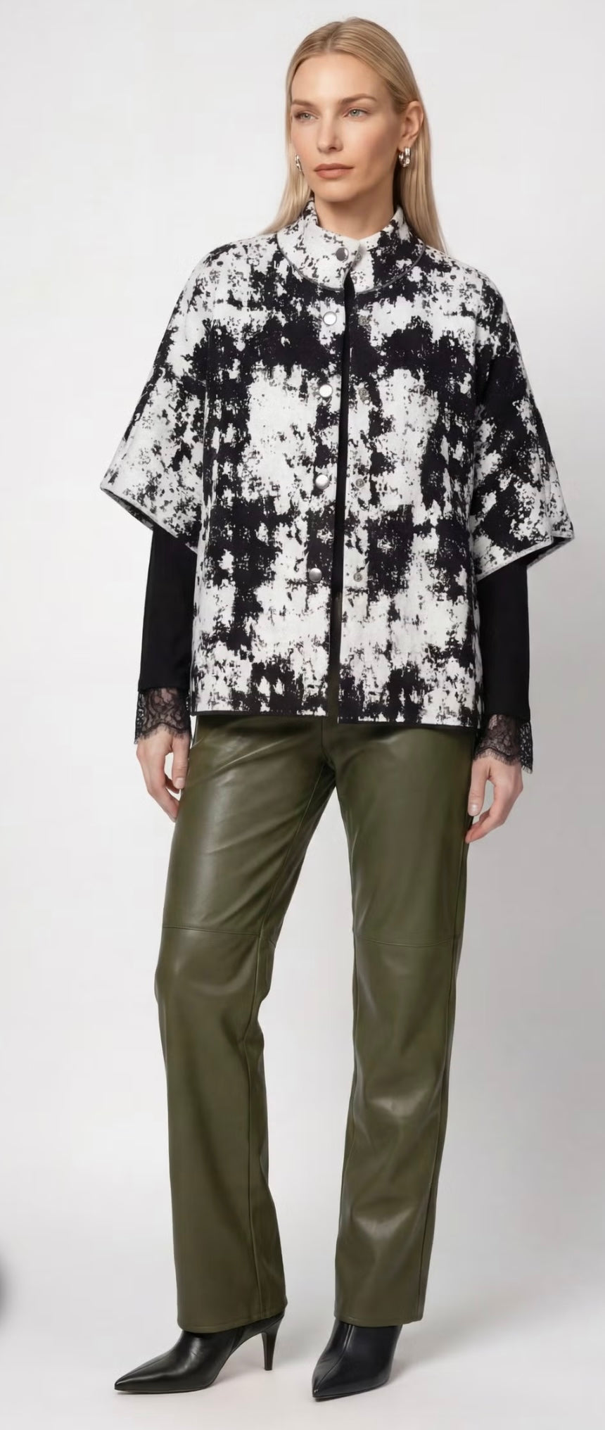 Monari Knitted Cape With Jacquard Print