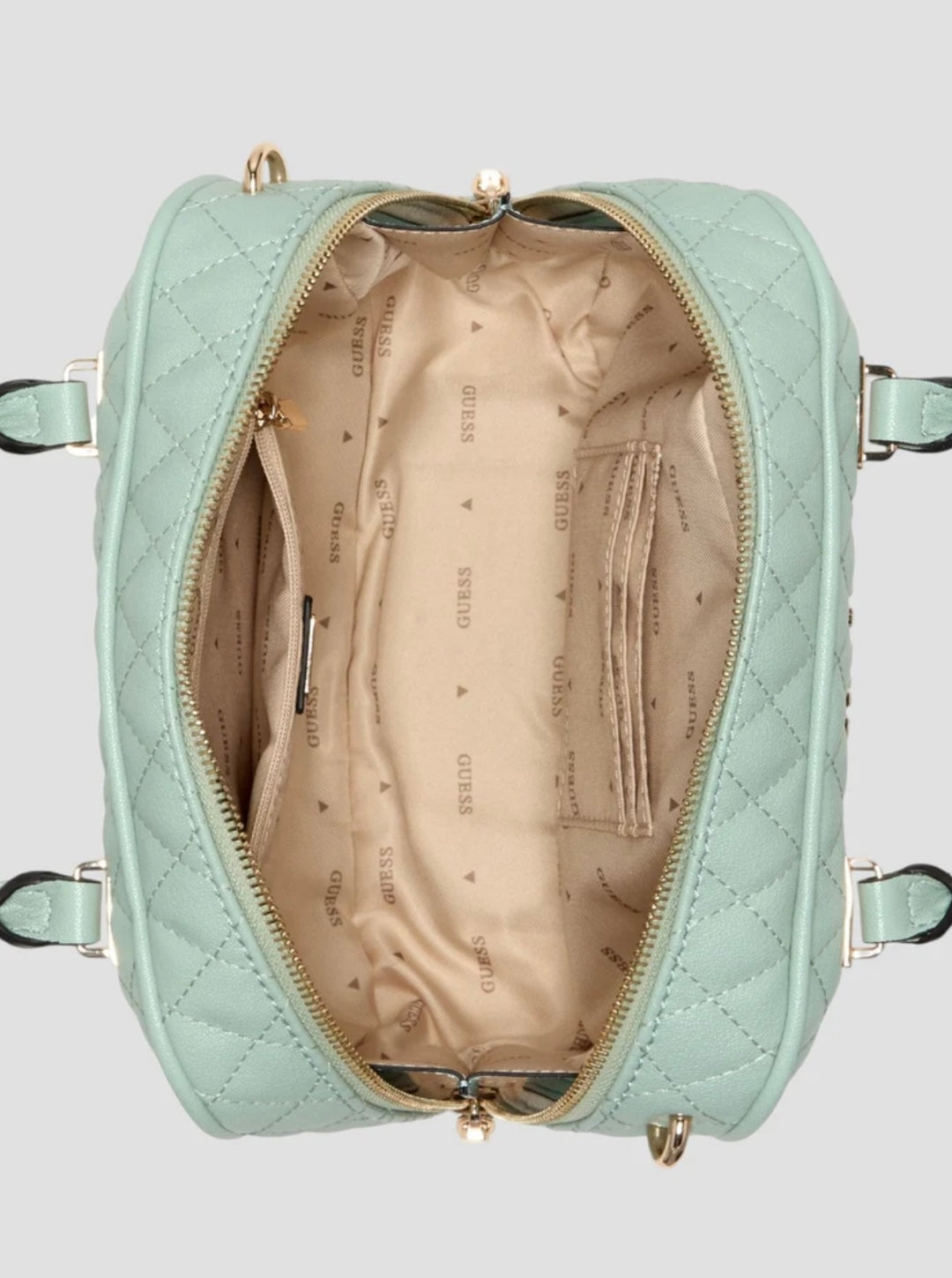 Guess Atabey Box Satchel Bag Sage
