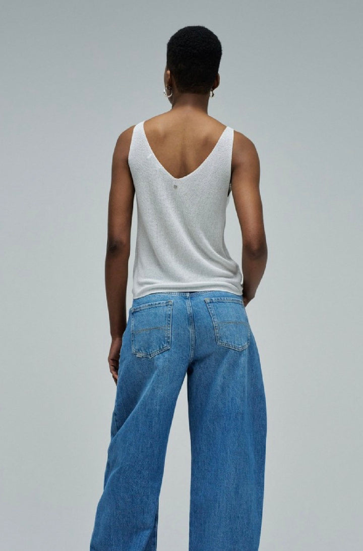 Salsa White/Silver Diamond Knit Vest Top