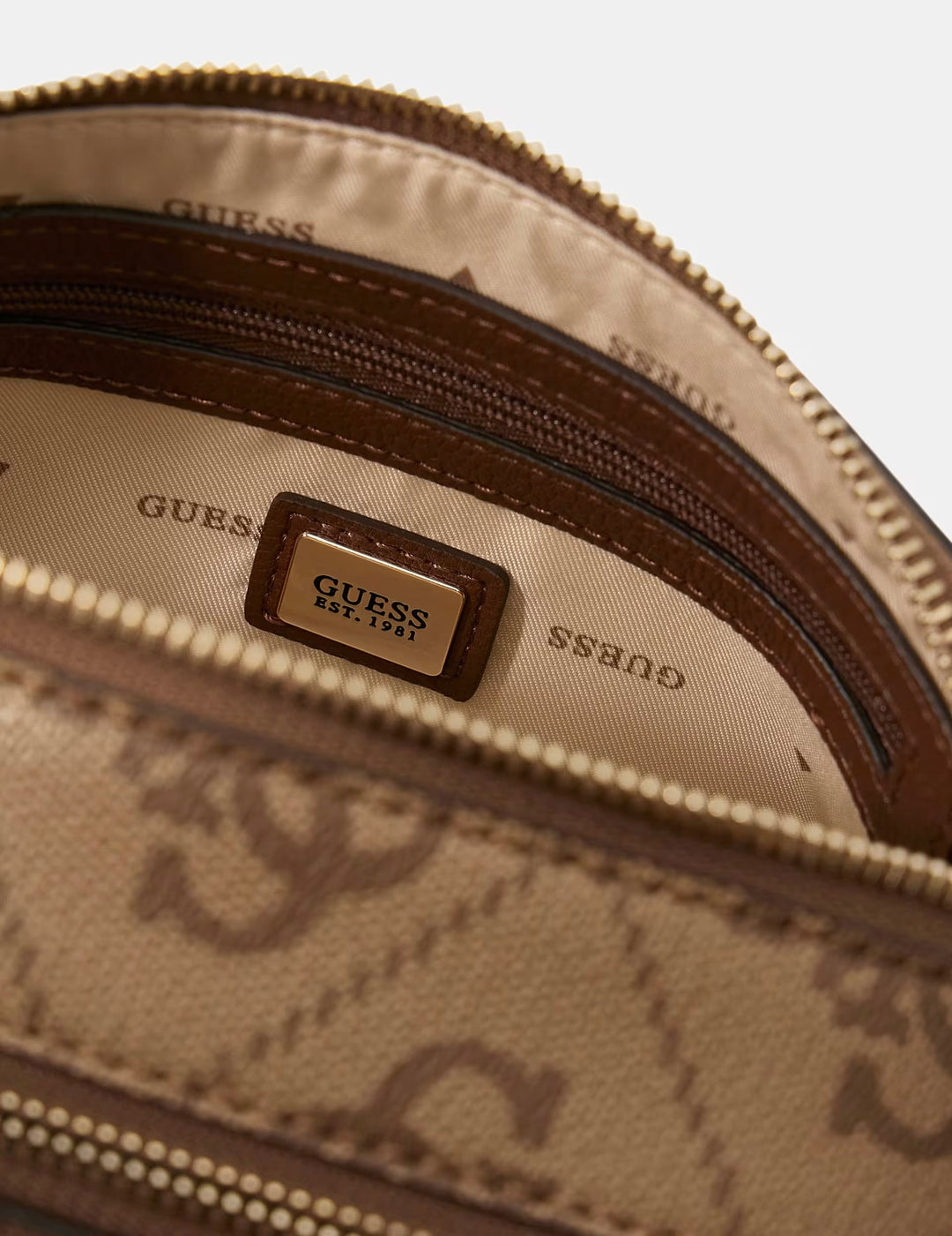 Guess Noelle II Latte Logo Brown Crossbody Bag