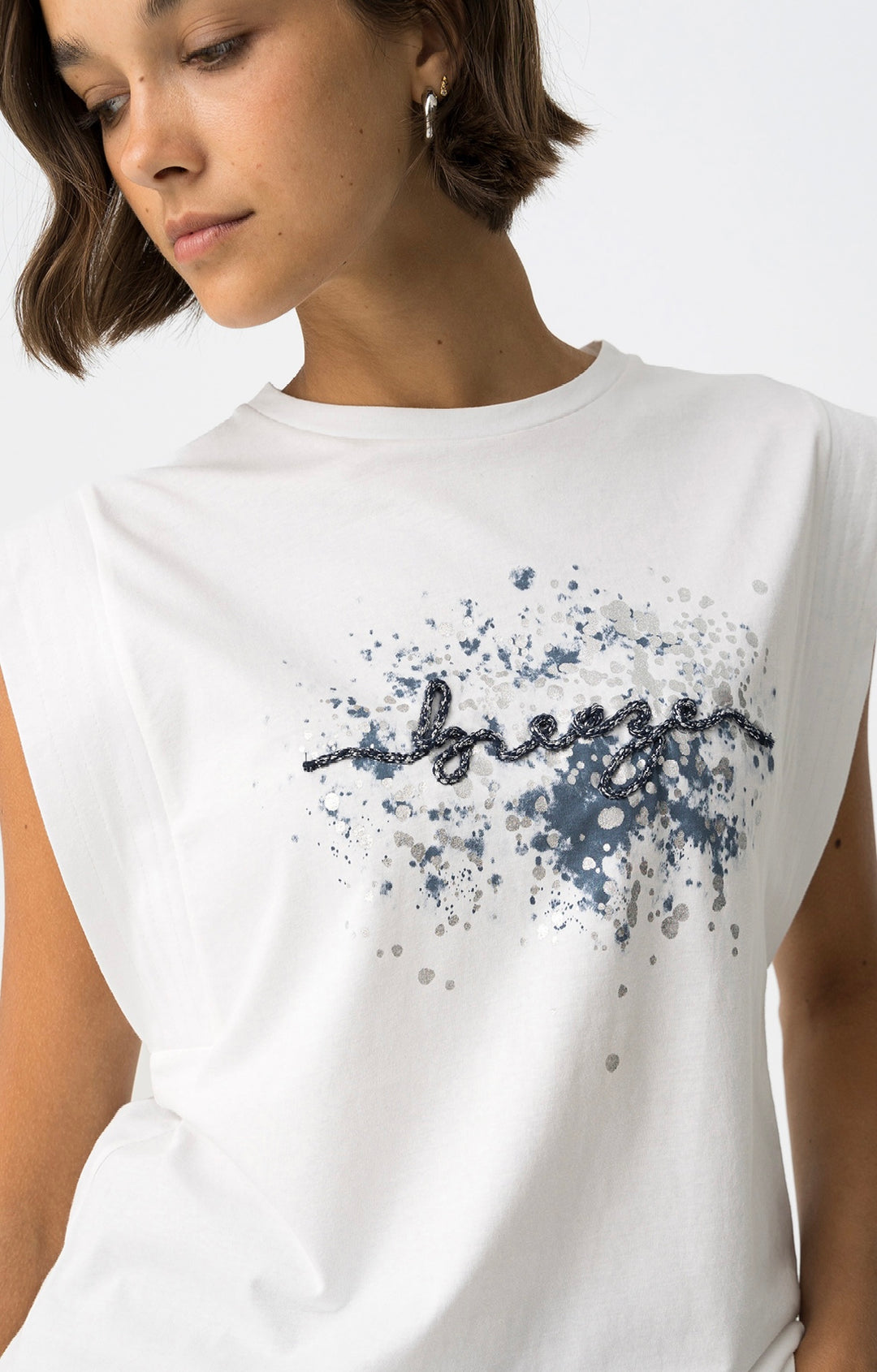 Tiffosi Print & Appliques White T-Shirt
