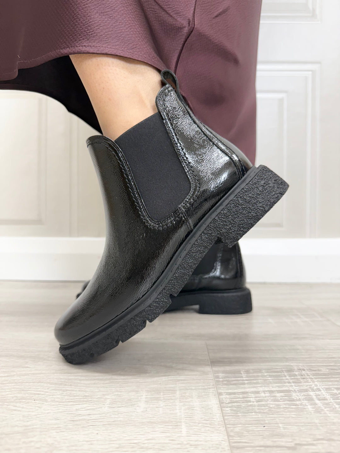 Paul Green Knautschlack Black Boot