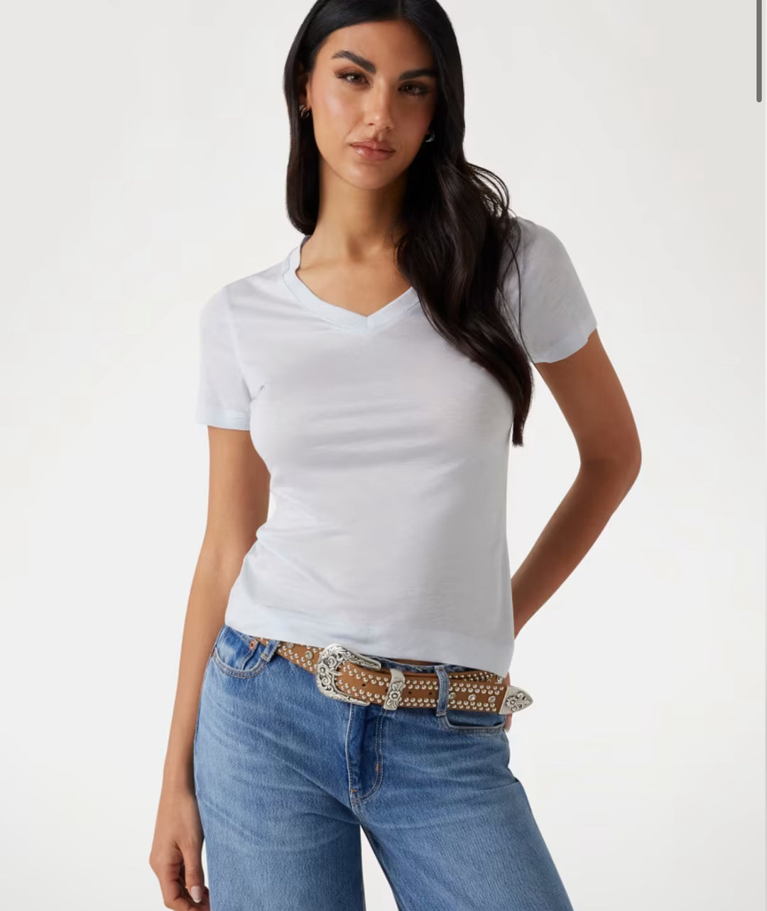 Guess Light Blue V-Neck T-Shirt