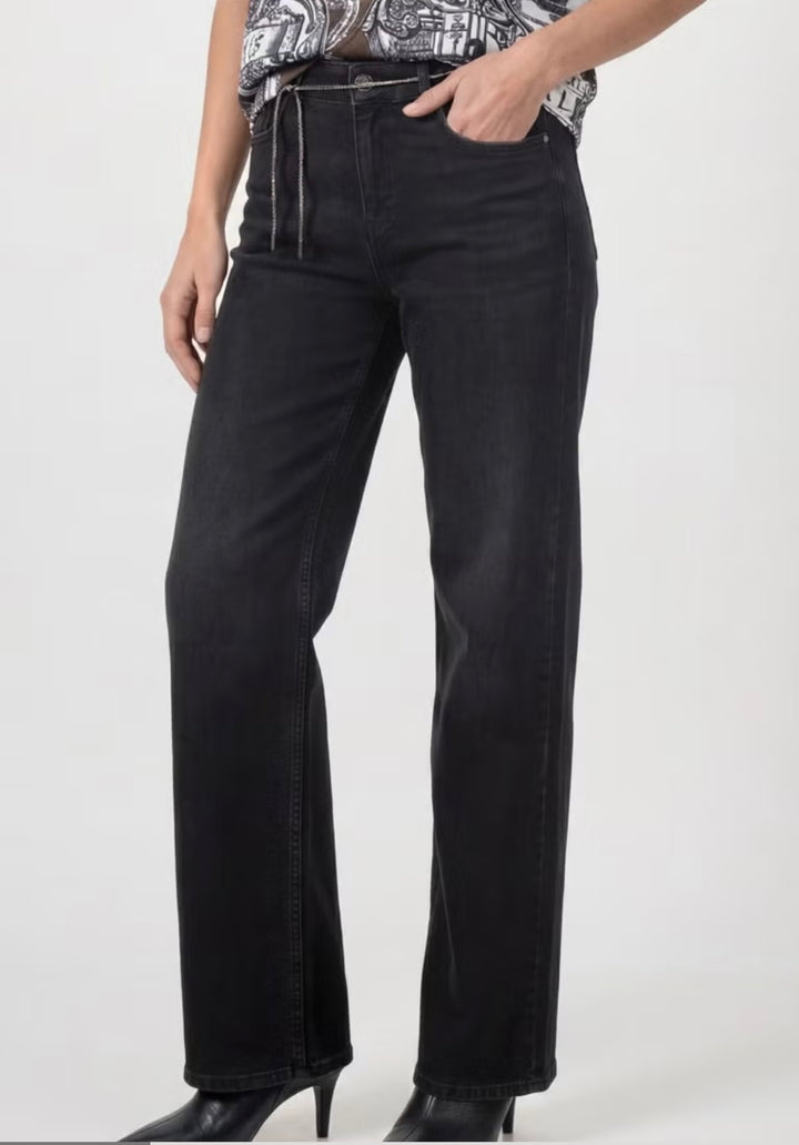 Monari Wide Leg Jean With Diamanté Belt