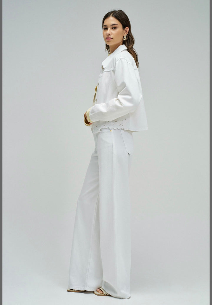 Salsa White Denim Jacket With Hem Detailing