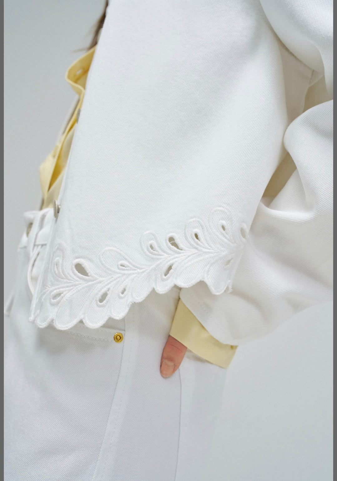 Salsa White Denim Jacket With Hem Detailing