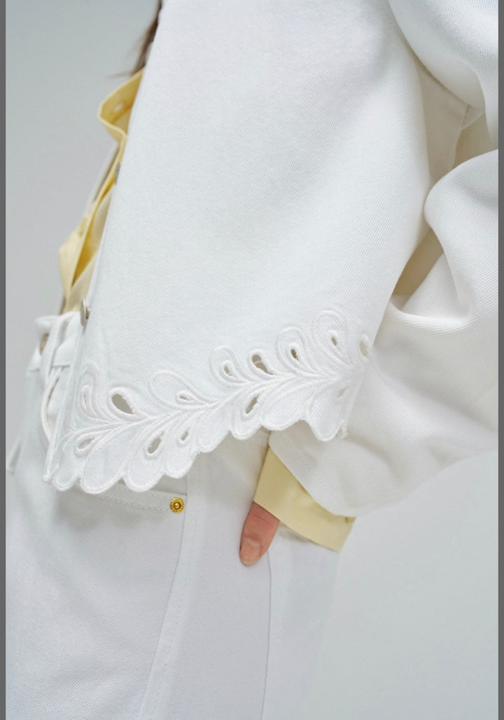 Salsa White Denim Jacket With Hem Detailing