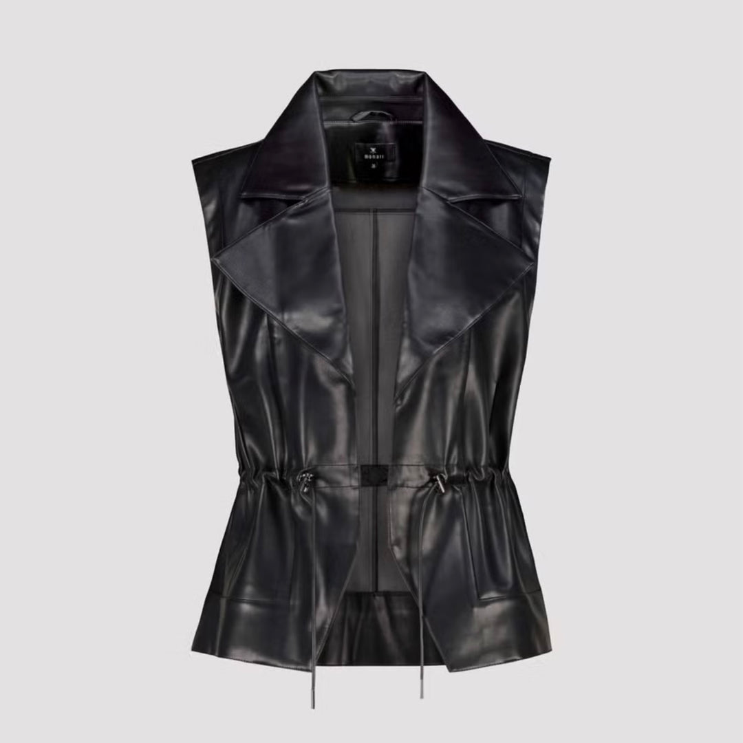 Monari Faux Leather Drawstring Waistcoat