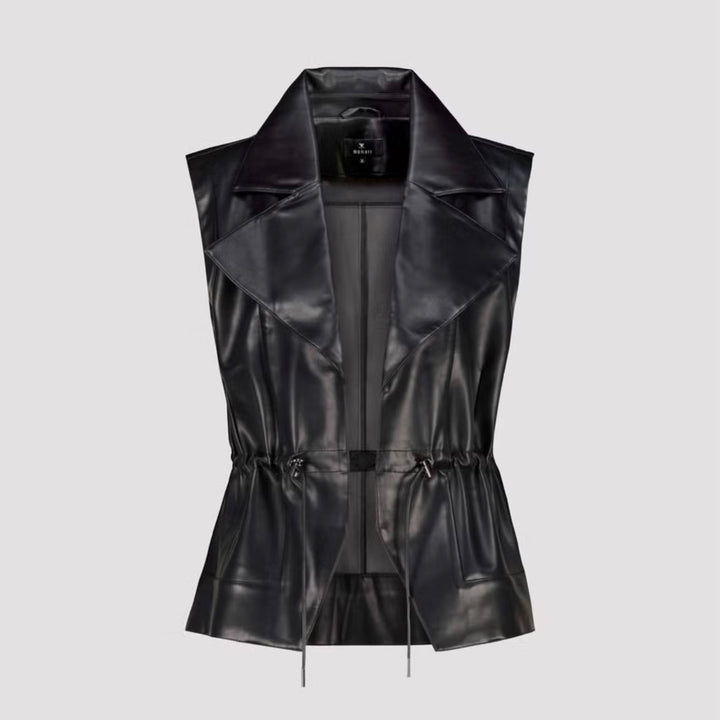 Monari Faux Leather Drawstring Waistcoat