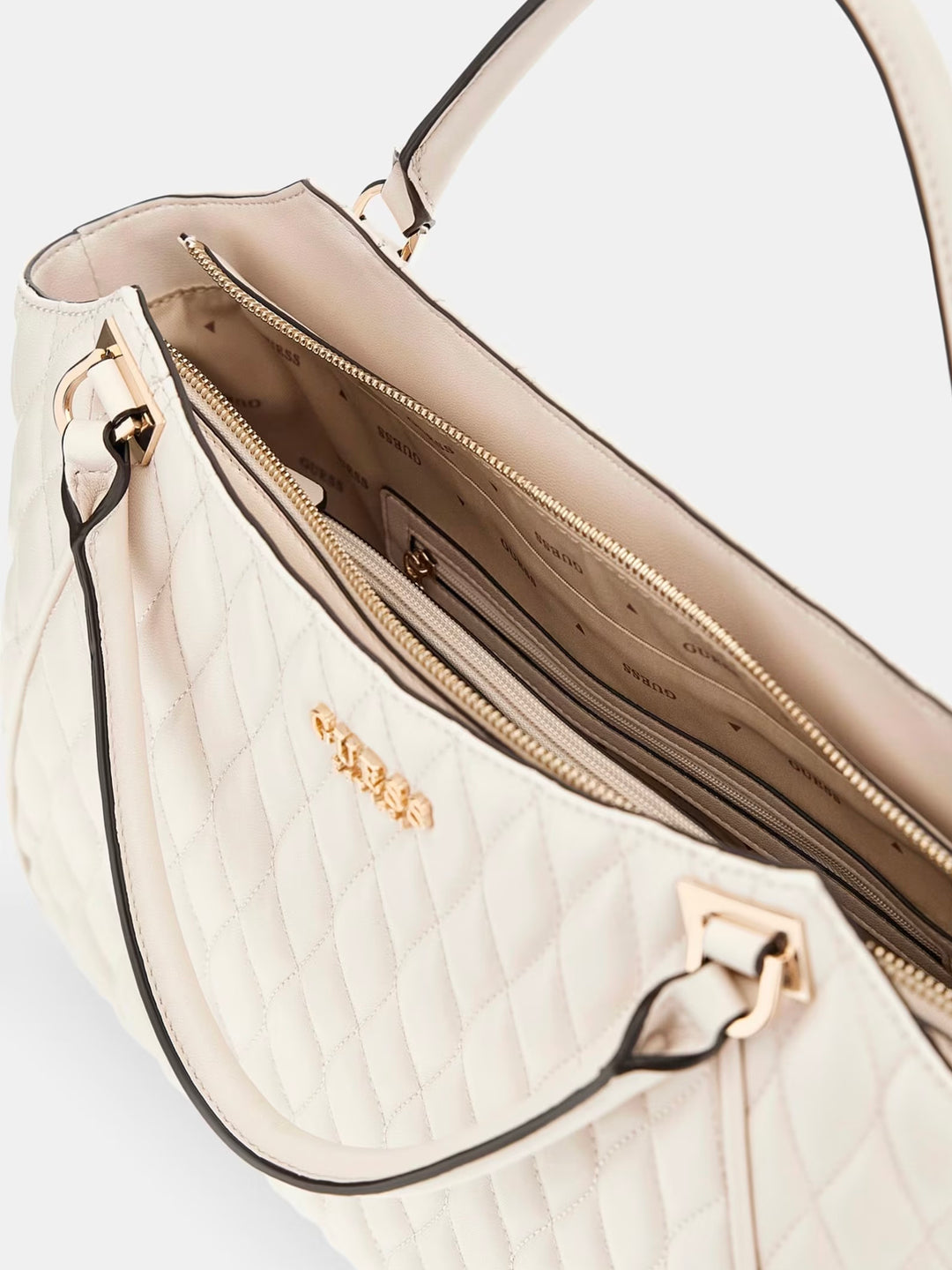 Guess Valla Quilted Shopper Bone Bag