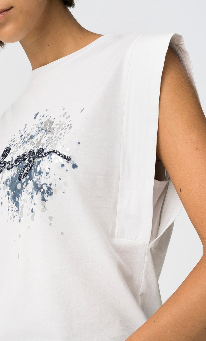 Tiffosi Print & Appliques White T-Shirt