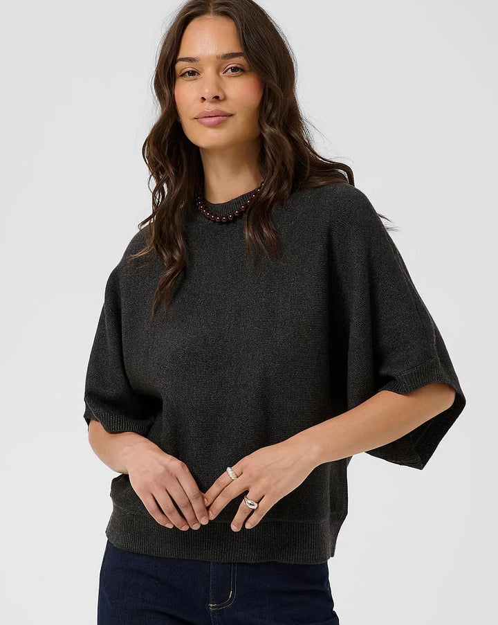 Kaffe KAbarbara Wing SL Pullover Dark Grey Melange