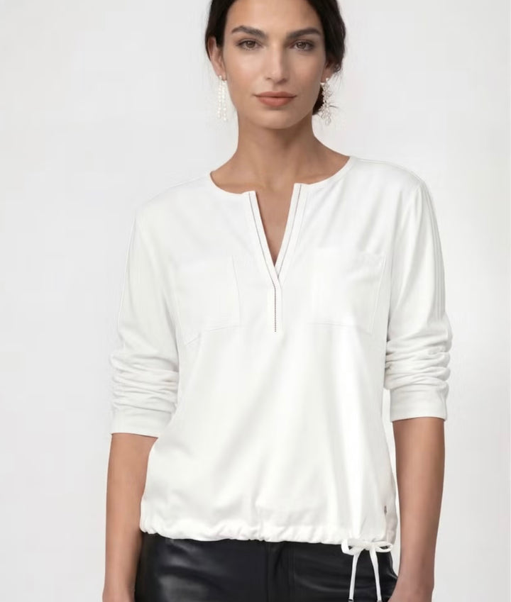 Monari White Blouse With Drawstring Waist