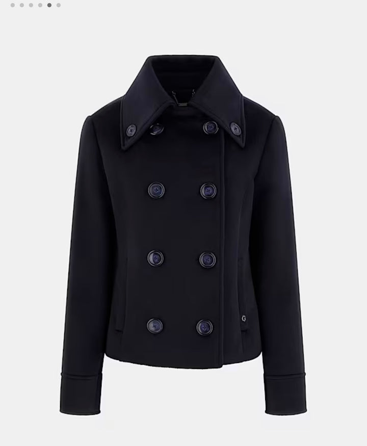 Guess Navy Blue Wool Blend Coat
