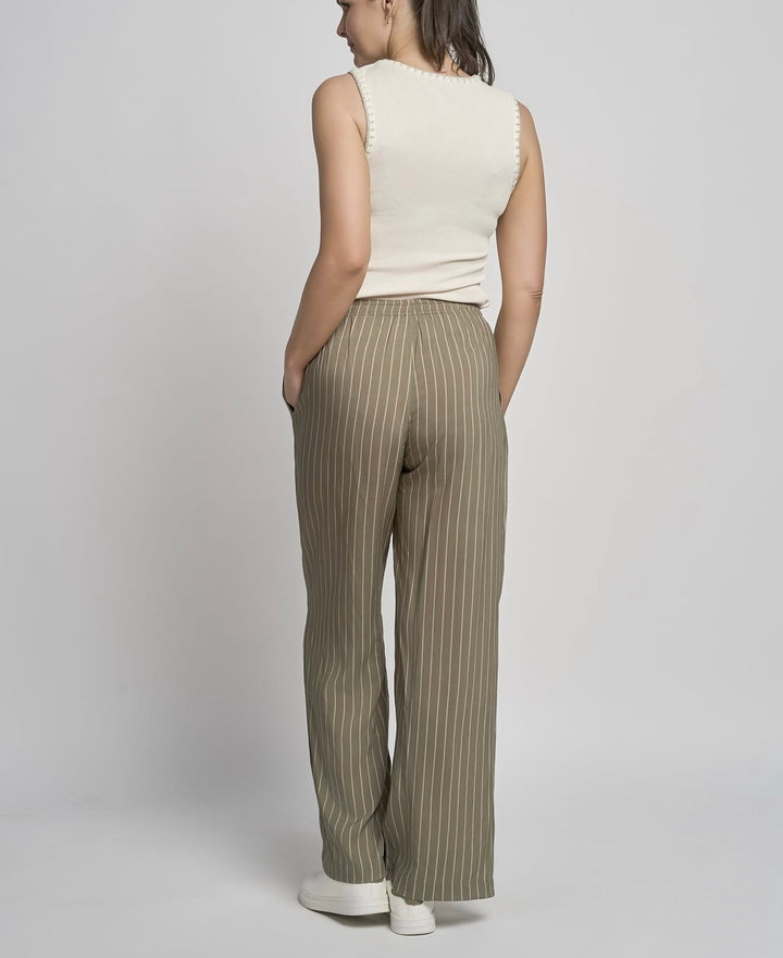 Pinns Khaki/White Wide Leg Stripe Palazzo | 735T