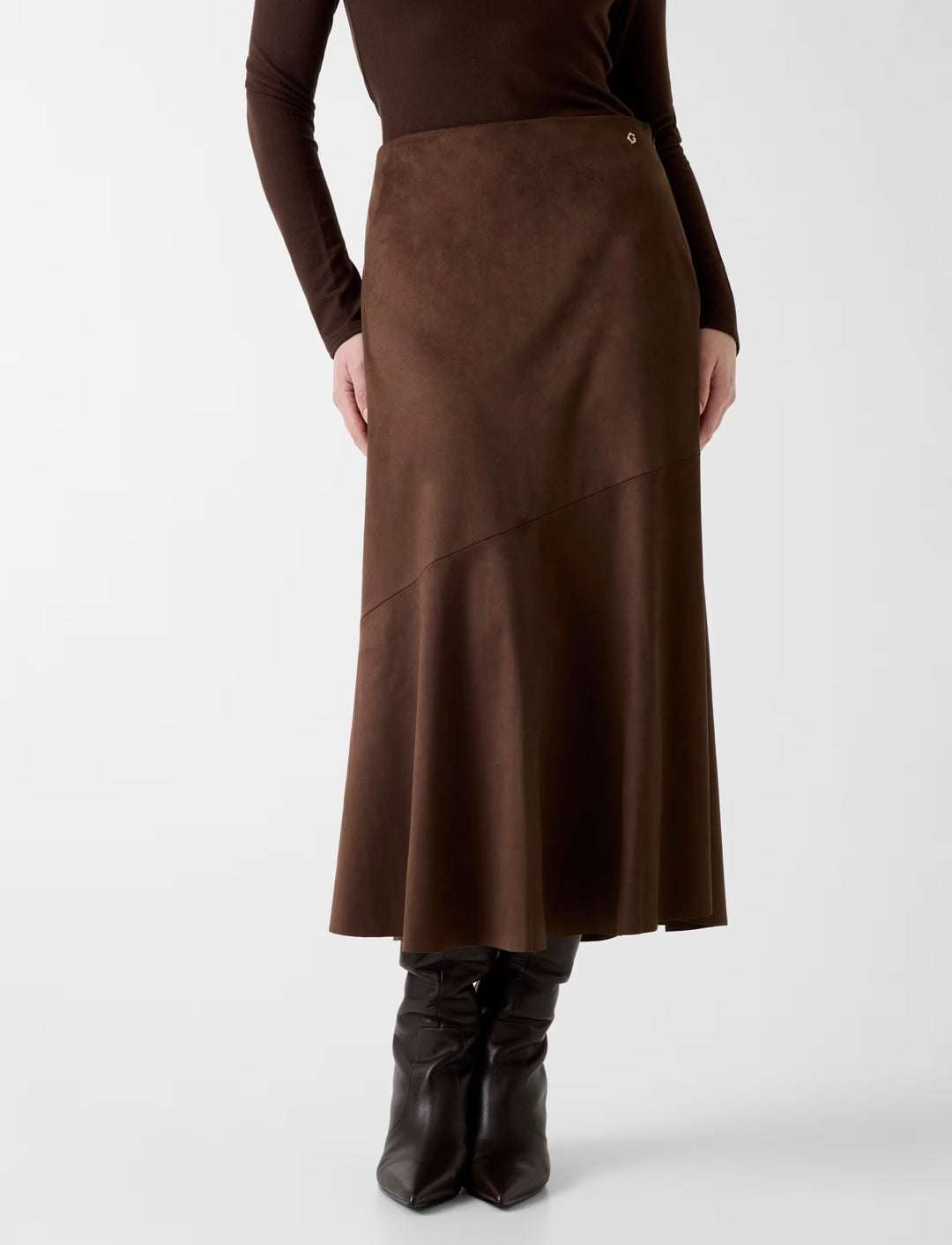 Guess Nunzia Brown Suede Midi Skirt