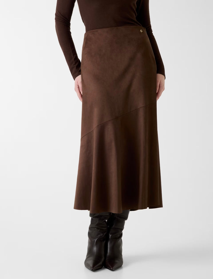Guess Nunzia Brown Suede Midi Skirt