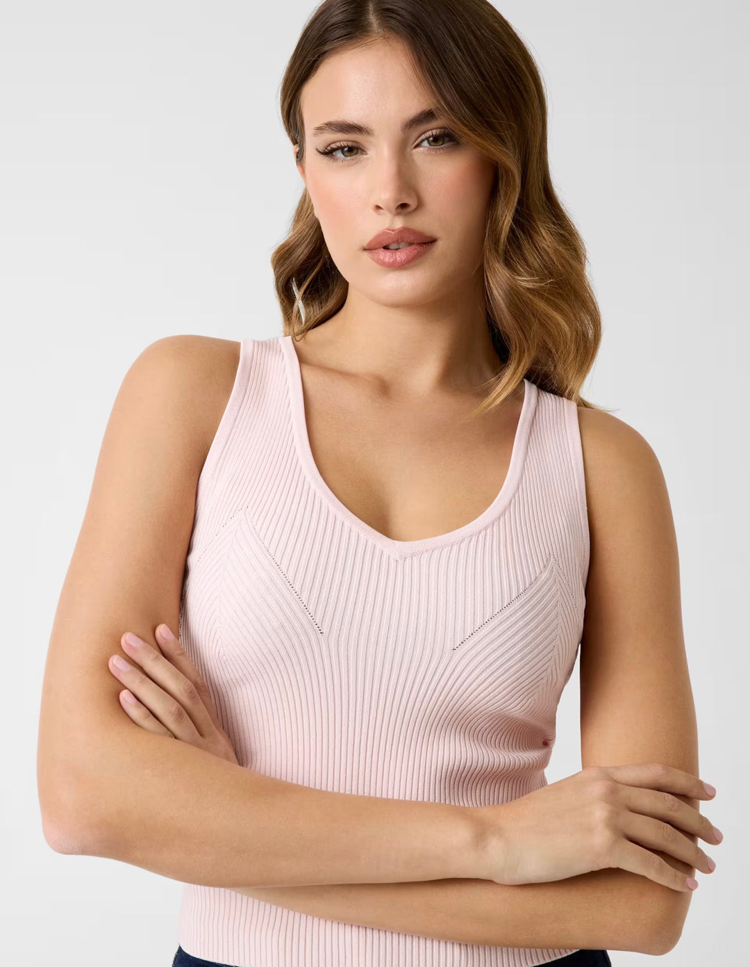 Guess Stella Rib-Knit Pink Tank Top