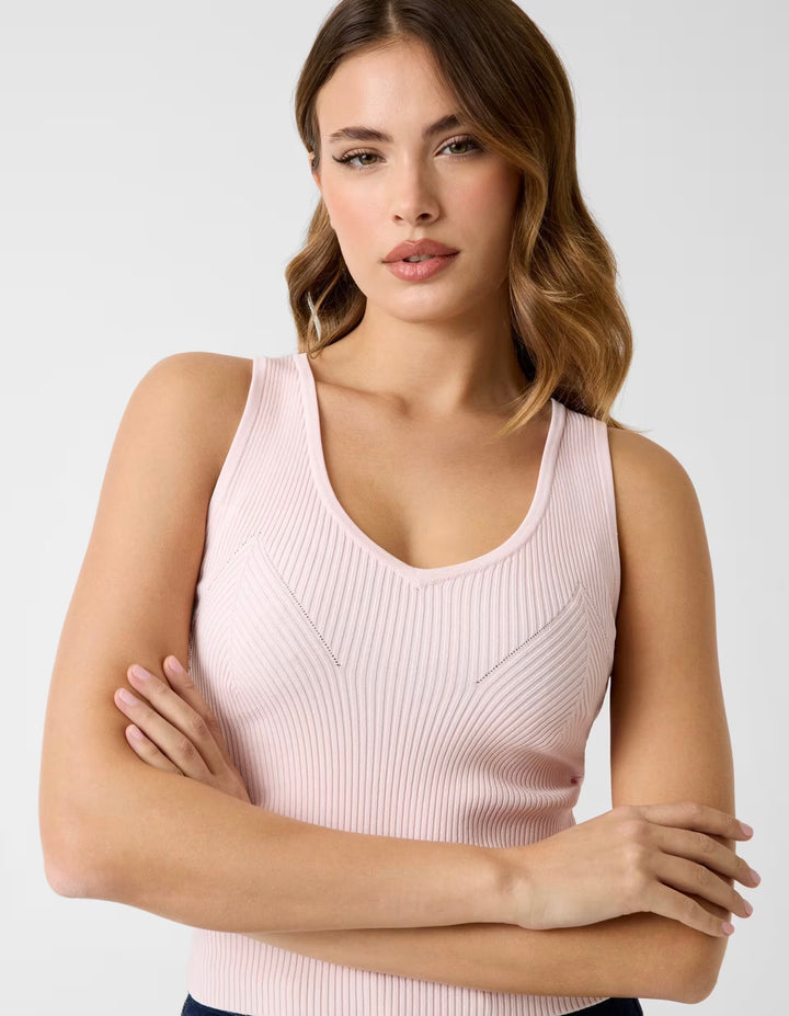 Guess Stella Rib-Knit Pink Tank Top
