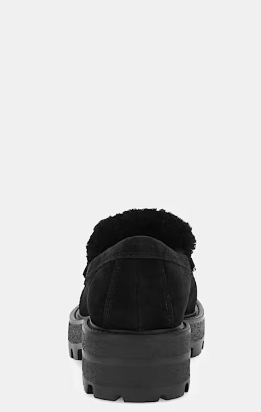 Guess Black Suede Fur Lined Loafer