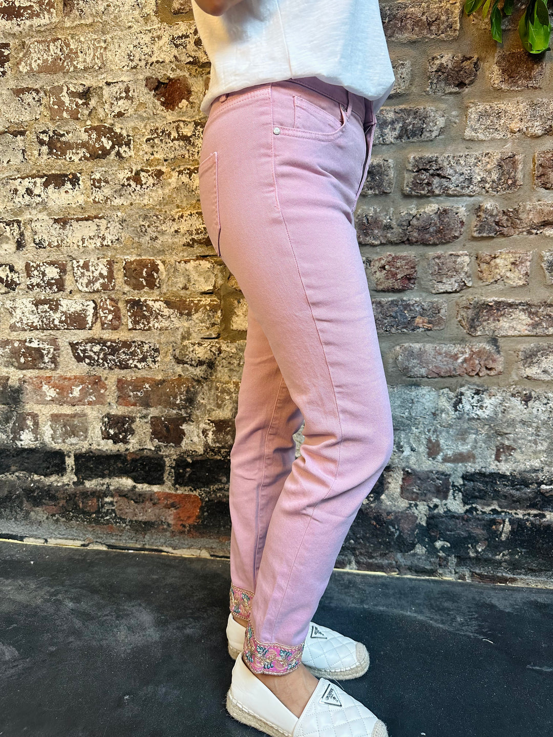 Pinns 581CT Soft Pink Ankle Grazer Denim Jean