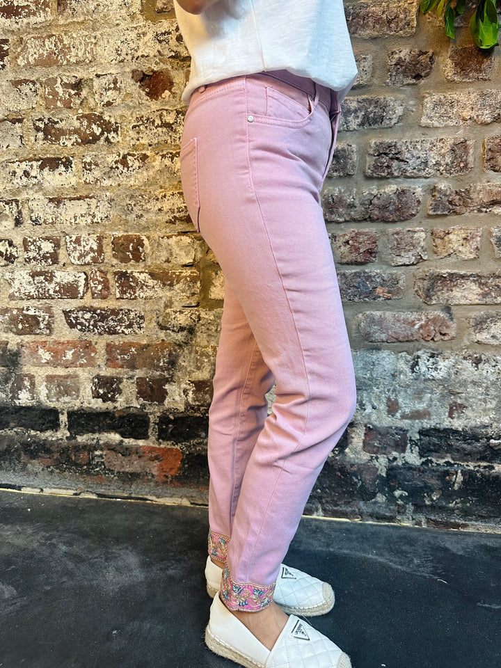Pinns 581CT Soft Pink Ankle Grazer Denim Jean