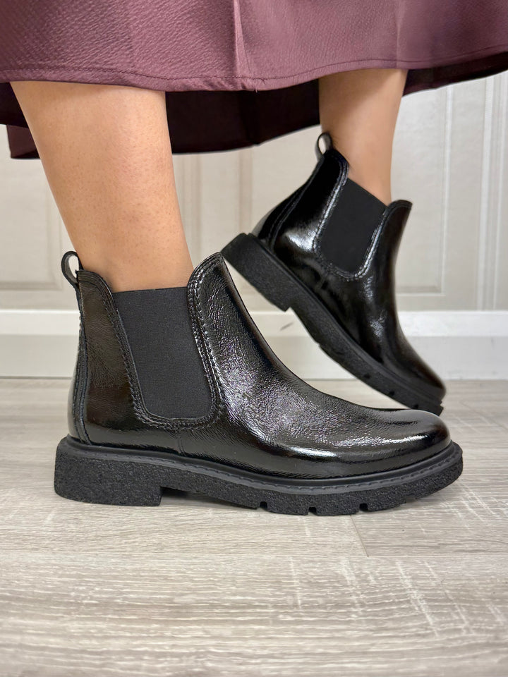 Paul Green Knautschlack Black Boot