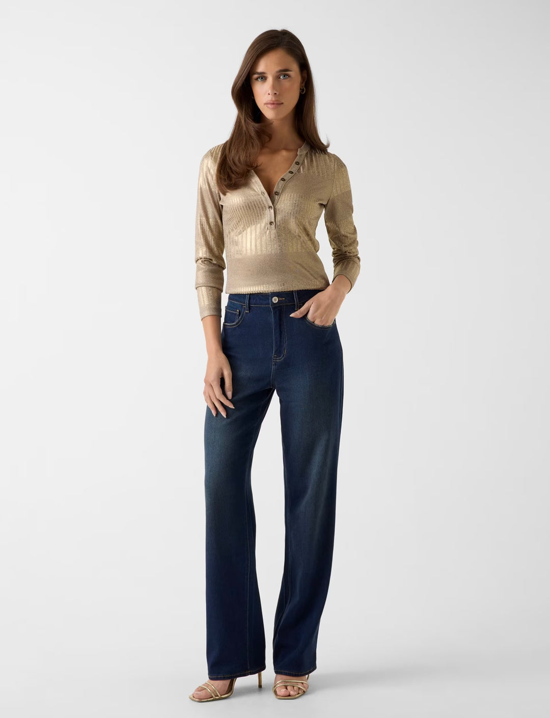 Guess Marilrna Henley Gold Top