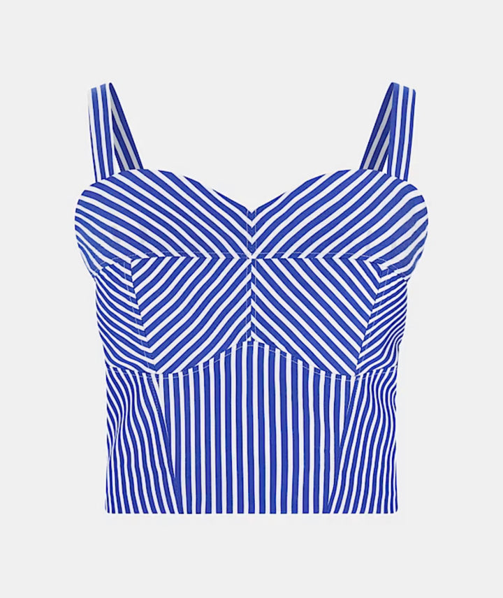 Guess Navy/White Stripe Crop Top